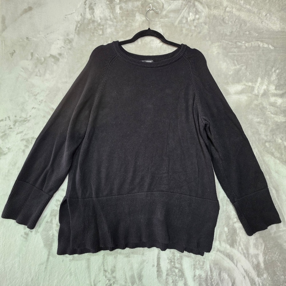 PrettyGarden Womens Black Crewneck Raglan Long Sleeve Knit Sweater Size L 7501